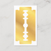 理容店の白い金色のカミソリの刃の理容師 名刺 (正面)