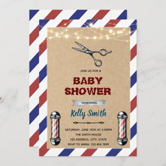 理容店への招待 招待状 (正面/裏面)