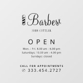 理容店名 開店時間 シール ウィンドウサイン (シート)