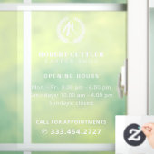 理容店営業時間カスタムロゴ ウィンドウサイン (ホーム)