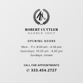 理容店営業時間カスタムロゴ ウィンドウサイン (シート)