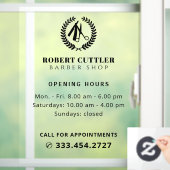 理容店営業時間カスタムロゴ ウィンドウサイン (ホーム)