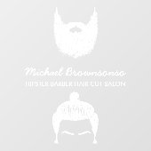 理容店 ヒップスター ヒゲ 髭 白 ウィンドウサイン (シート)