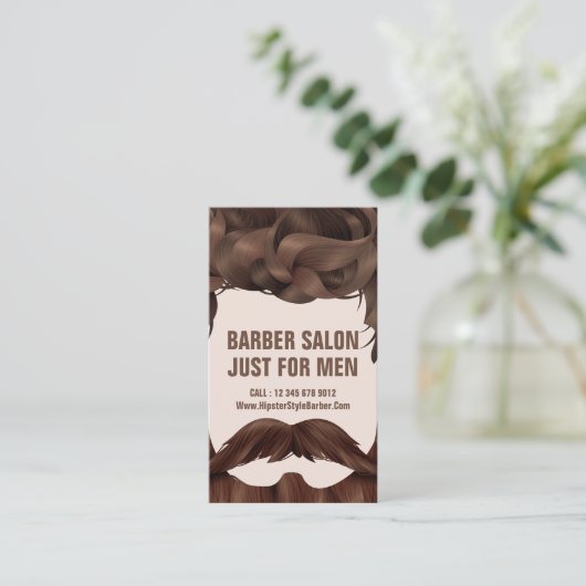 理容店 ヒップスター ヘアスタイル ひげ 髭 男性用 名刺 (スタンド正面)