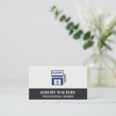 理容店 | レザー 名刺 (スタンド正面)