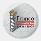理容店 王冠 バーバー ポール ヘアサロン マグネット (正面)