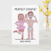 理想のカップルの似顔絵 カード (黄色い花)