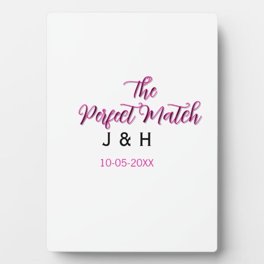 理想のカップル ピンク ブラック 名前 日付 結婚式 フォトプラーク (正面)