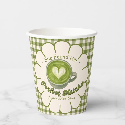 理想の抹茶 ブライダルシャワーが見つかった 紙コップ (正面)