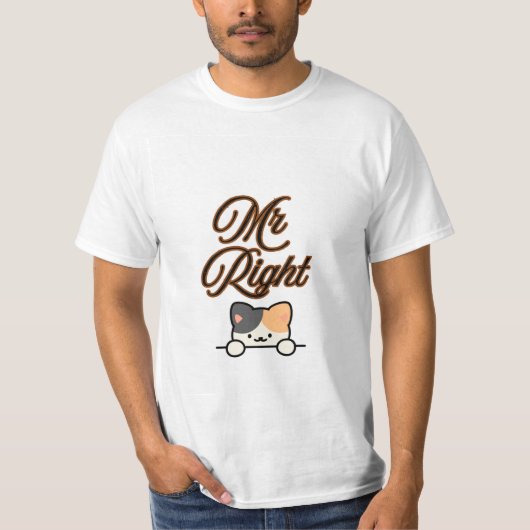 理想の男性と猫好き Tシャツ (正面)