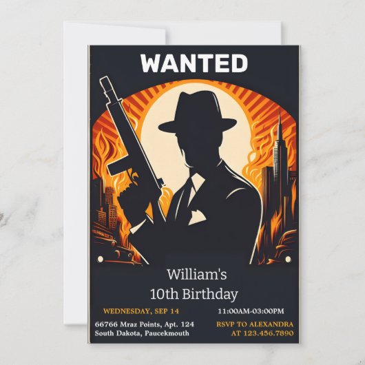 理想的な大人の子供90年代の少年レトロマフィア10誕生日 招待状 (正面)