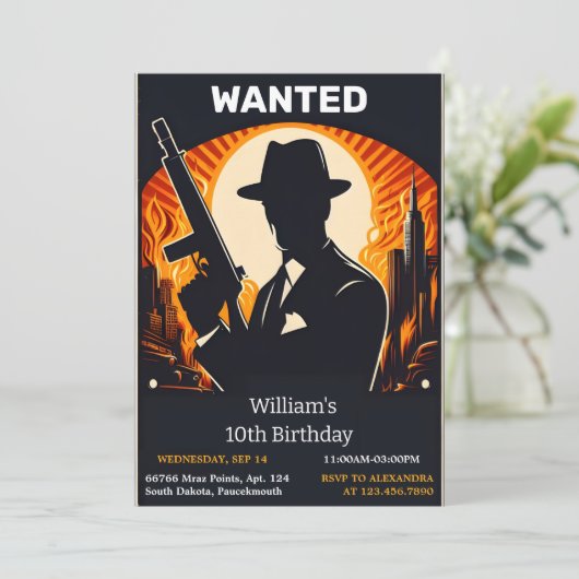 理想的な大人の子供90年代の少年レトロマフィア10誕生日 招待状 (スタンド正面)