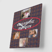 理想的な方法ママ愛を表示するタータンチェックPlaid 4枚の写真 スクエア壁時計 (傾斜)
