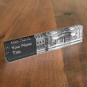 理想的な都市、ルネッサンス建築/白黒 デスクネームプレート (側面)