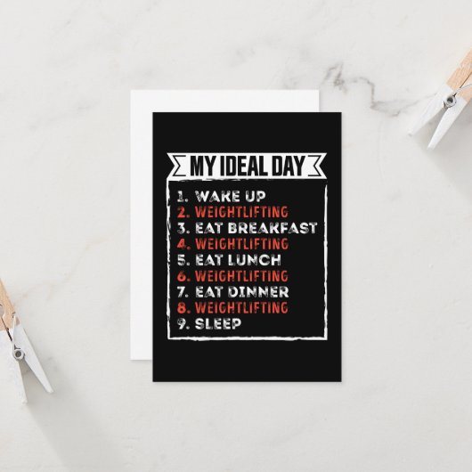 理想的な1日のユーモアのある筋トレ 誕生日プレゼント カード (正面/裏面インサイチュ)