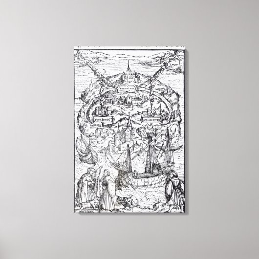 理想郷の島の地図ブックフロントスピース キャンバスプリント (正面)