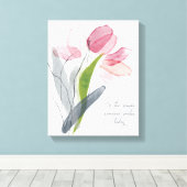 理由は今日のスマイルピンクのチューリップ白 キャンバスプリント (インサイチュ (ウッドフロア))