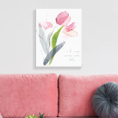 理由は今日のスマイルピンクのチューリップ白 キャンバスプリント (インサイチュ (リビング))