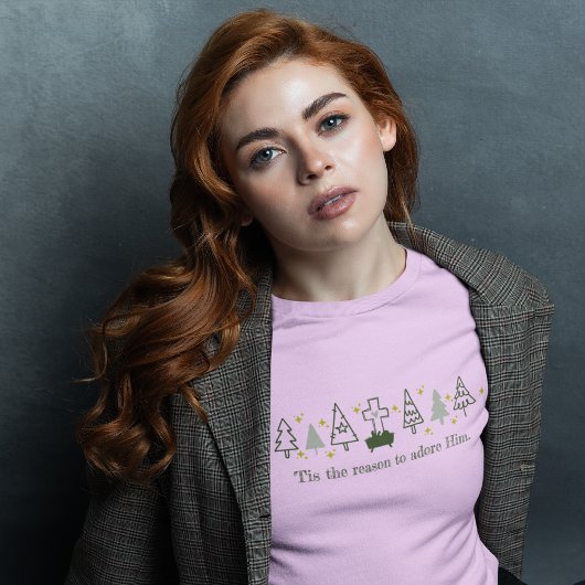 理由クリスチャンのクリスマス出生ピンク Tシャツ