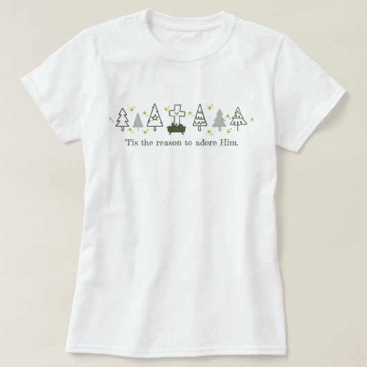 理由クリスチャンのクリスマス出生白 Tシャツ (デザイン正面)