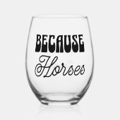 理由馬レトロタイポグラフィおもしろい馬術 ステムなしワイングラス (正面)