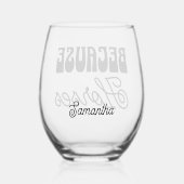 理由馬レトロタイポグラフィおもしろい馬術 ステムなしワイングラス (裏面)