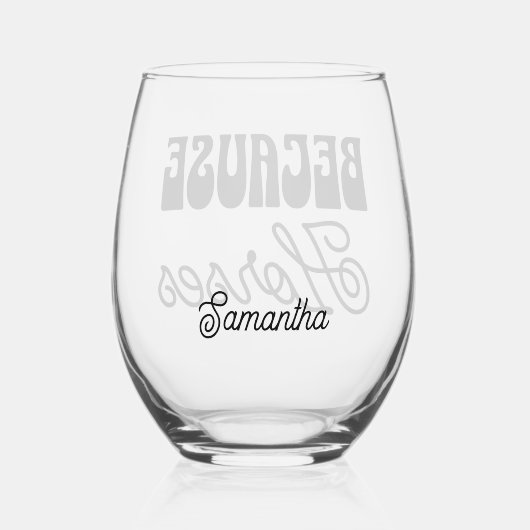 理由馬レトロタイポグラフィおもしろい馬術 ステムなしワイングラス (裏面)