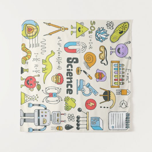 理科ドードル:手書きスクールセット。 タペストリー (正面(横))