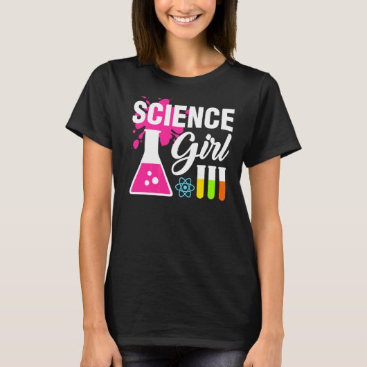 理科女科学子供へ学生科学者 Tシャツ (正面)