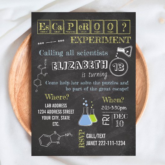 理科実験室からの脱出ゲーム招待状 招待状