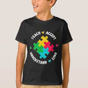 理解 愛 教師 自閉症啓発 教える 受容 Tシャツ