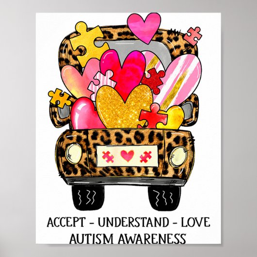 理解 愛 自閉症 Awareness サポート バ ポスター (正面)