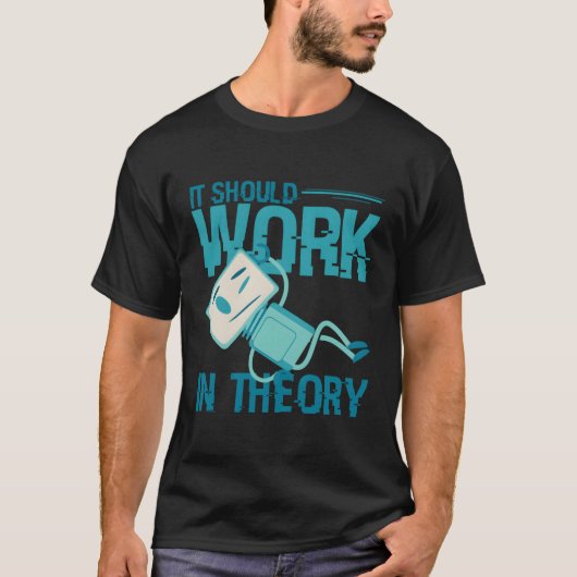 理論で動作する必要があるAiロボット未来ロボットE Tシャツ (正面)