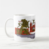 理賀ラトビアからのライオンのゲートが付いている城 コーヒーマグカップ (左)