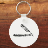 理髪店のかみそりアイコン キーホルダー (正面)