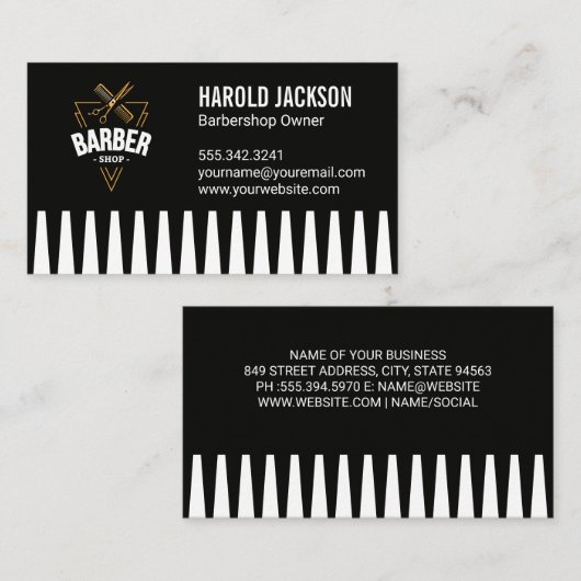 理髪店のはさみと櫛 名刺 (正面/裏面)