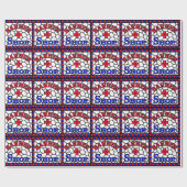 理髪店のステンドグラスの印 ラッピングペーパー (フラット)