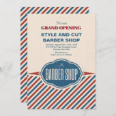 理髪店のストライプのオープン発表 案内状 (正面/裏面)