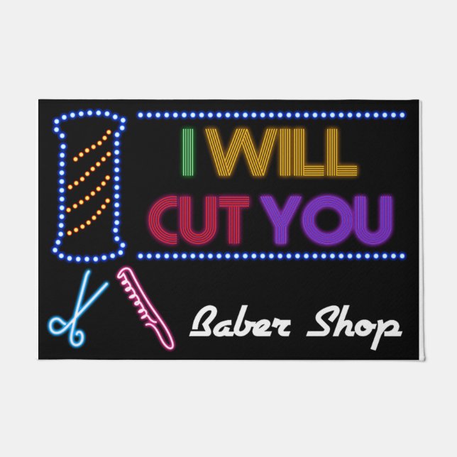 理髪店のデコおもしろいール、マットを切ろう ドアマット (正面)