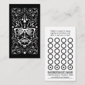 理髪店のパンクのスカルのパンチカード ロイヤリティカード (正面/裏面)