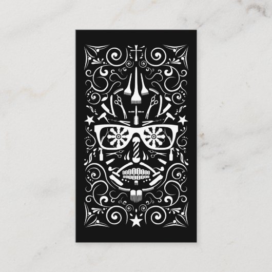 理髪店のパンクのスカルのパンチカード ロイヤリティカード (正面)