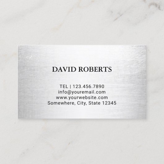 理髪店のヘアーサロンのモダンな銀製のミニマリスト 名刺 (裏面)