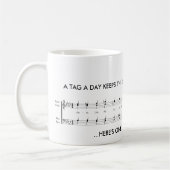 理髪店のラベルのマグ コーヒーマグカップ (左)