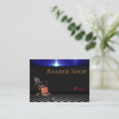 理髪店のヴィンテージの黒、白は、市松模様になります 名刺 (スタンド正面)