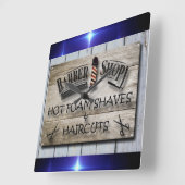 理髪店のヴィンテージの黒、青い灰色 スクエア壁時計 (傾斜)