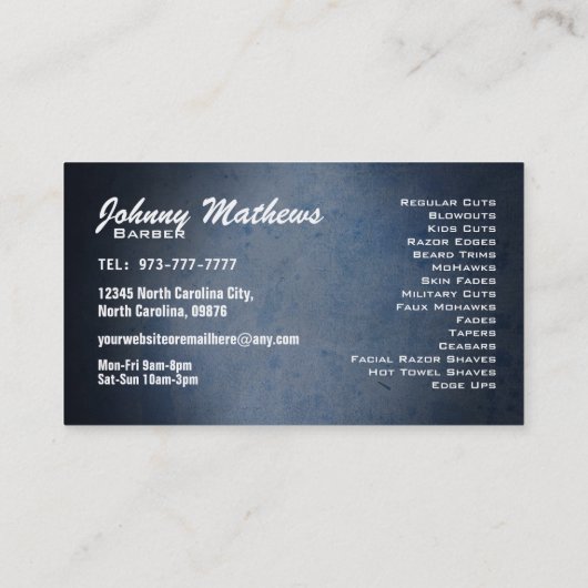 理髪店の名刺 名刺 (裏面)