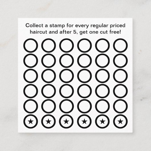 理髪店の棒のスタンプカード ロイヤリティカード (裏面)