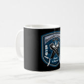 理髪店の理容師のポーランド人の理容師の髭のモノグラム コーヒーマグカップ (正面左)