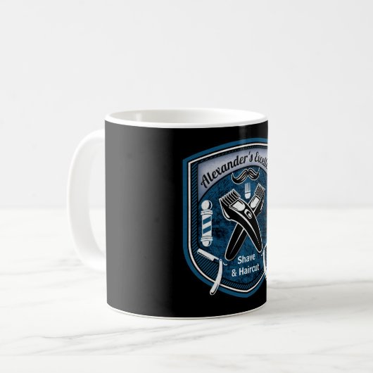 理髪店の理容師のポーランド人の理容師の髭のモノグラム コーヒーマグカップ (正面左)