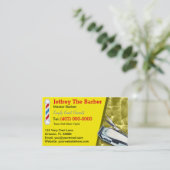 理髪店の理容師(理容師の棒およびクリッパー) 名刺 (スタンド正面)